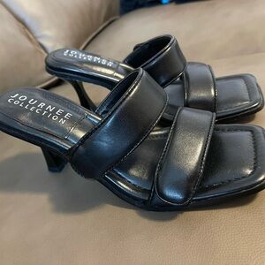 Journee Collection Black Strappy Heels